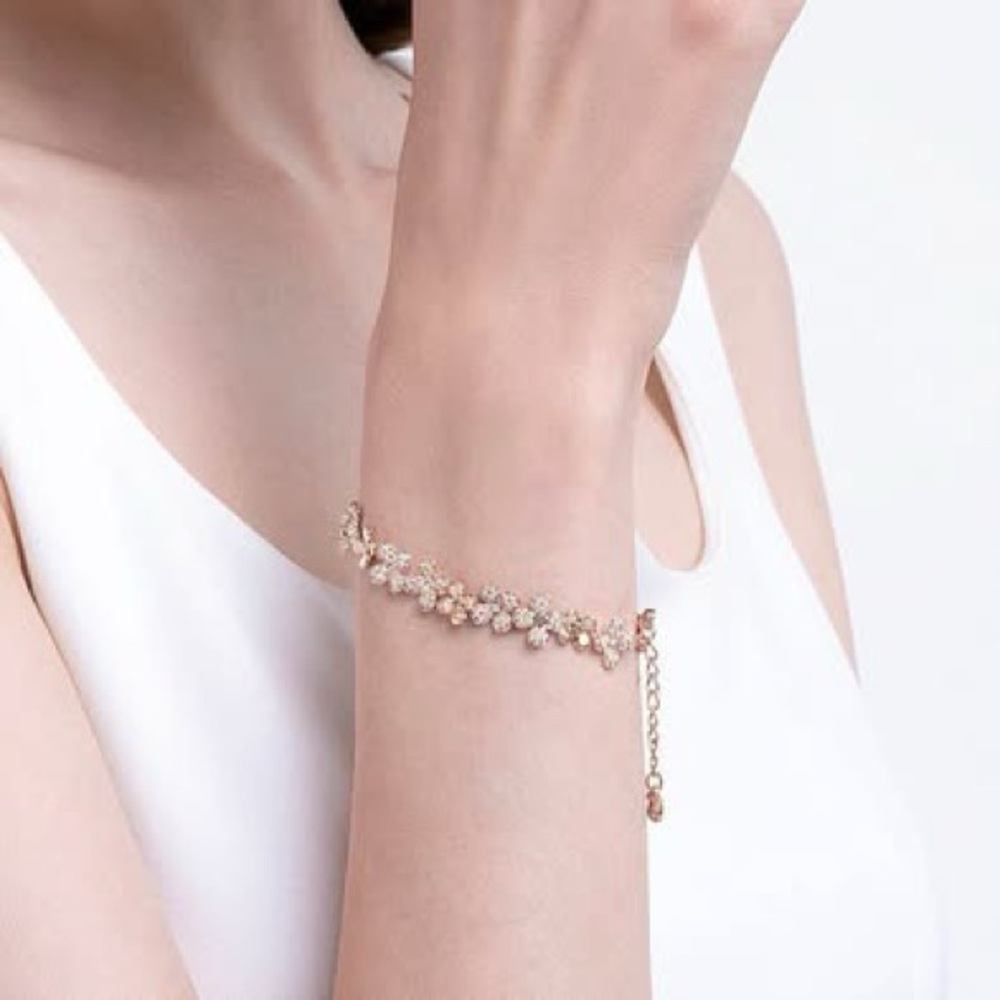 Swarovski rose gold plum blossom bracelet for‎ women, Swarovski crystal flower